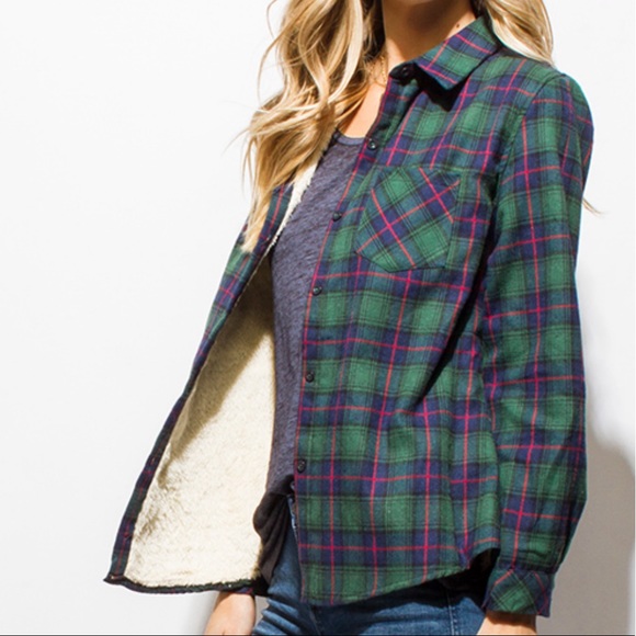ARRIVED!long sleeve button up flannel top~ - Picture 2 of 7